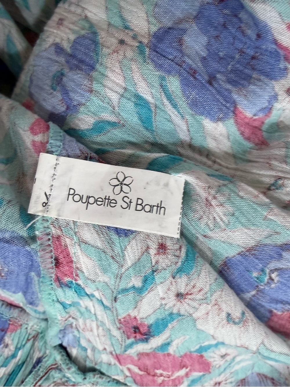 Poupette St Barth Ambra Bandeau Aqua Petunia Floral Cover Up Pool Dress NWT M - Picture 9 of 12